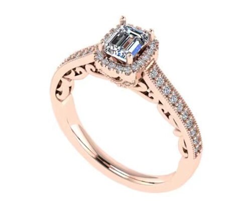 0.8ct 14K Solid Gold Jewellery , rose gold engagement ring set RA5.6×4.5MM