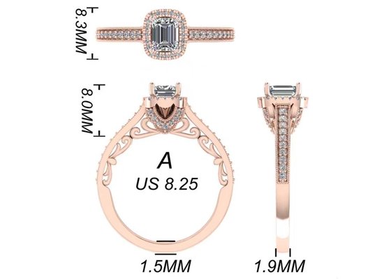 0.8ct 14K Solid Gold Jewellery , rose gold engagement ring set RA5.6×4.5MM