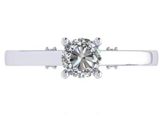Claw Setting 18k White Gold Wedding Ring , GIA 5.35mm Round Brilliant Cut Diamond Ring
