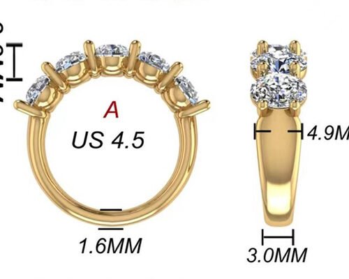 Oval Diamond 18K Rose Gold Ring 6.43x 4.7x 3.03mm Size for Anniversary