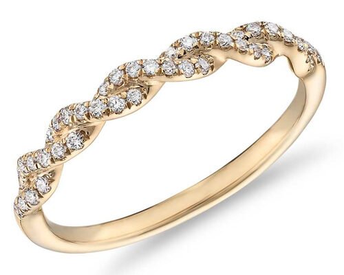 ツイストリンク天然ダイヤモンド婚約指輪ファンシーカット0.41ct ODM OEM