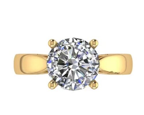 Hand setting 14K Solid Gold Jewellery , Round Cut 2.7ct Natural Solitaire Diamond Rings