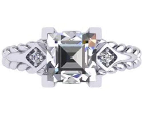 Moissanite Diamond Gemstone Promise Rings 14K Gold Princess Cut