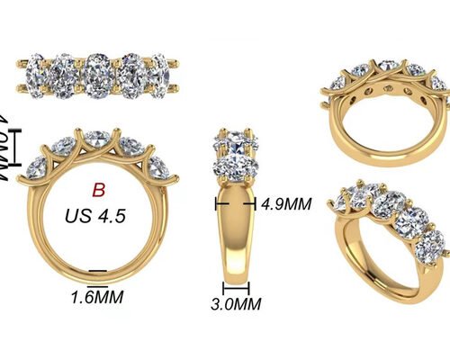 Oval Brilliant Cut 18k Yellow Gold Engagement Ring 6.43x 4.7x3.03mm ODM