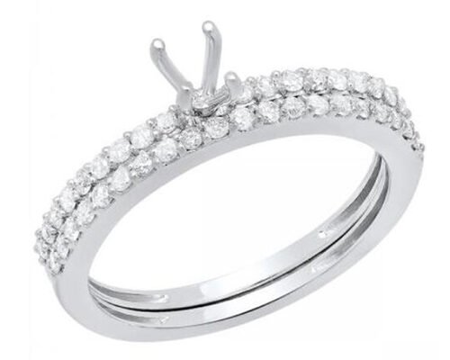 0.52ct Semi Mount Engagement Rings , SI Diamonds 18k White Gold Rings For Bridal