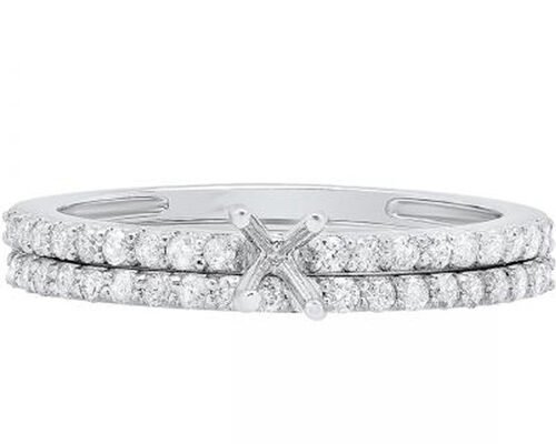 0.52ct Semi Mount Engagement Rings , SI Diamonds 18k White Gold Rings For Bridal