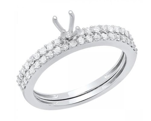 0.52ct Semi Mount Engagement Rings , SI Diamonds 18k White Gold Rings For Bridal