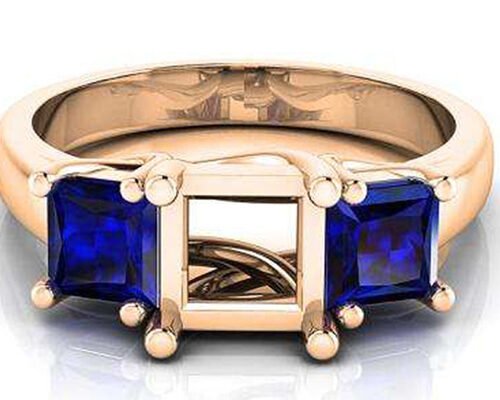 Blue Sapphire Semi Mount Jewelry Square Cut 6×6mm OEM ODM