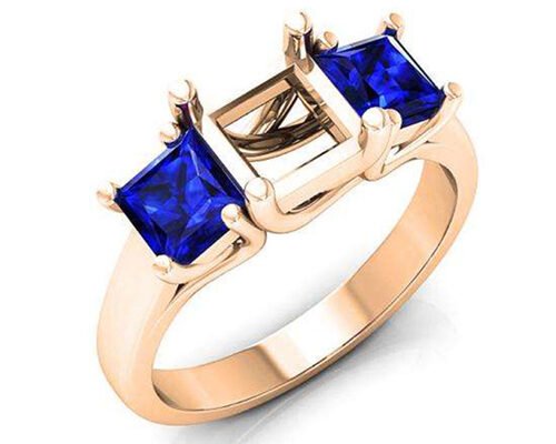 Blue Sapphire Semi Mount Jewelry Square Cut 6×6mm OEM ODM