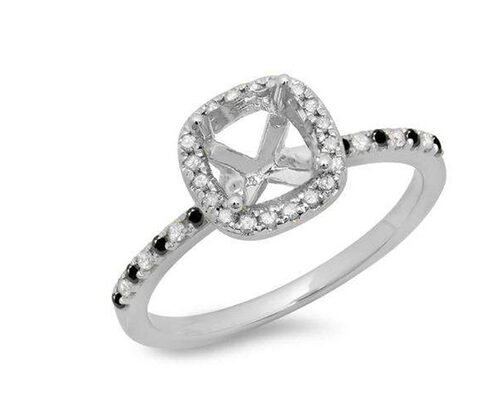 Cushion Cut semi mount ring settings , 0.46ct 18K White Gold Promise Ring OEM ODM