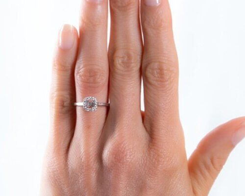 Cushion Cut semi mount ring settings , 0.46ct 18K White Gold Promise Ring OEM ODM