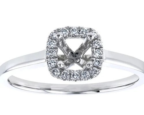 Cushion Cut semi mount ring settings , 0.46ct 18K White Gold Promise Ring OEM ODM