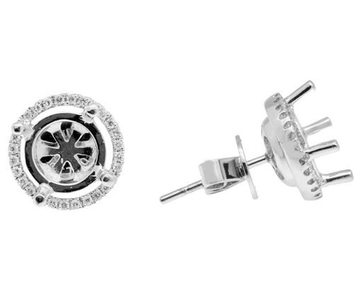 1.46ct 14k Rose Gold Stud Earrings , 18k Round Semi Mount Earring