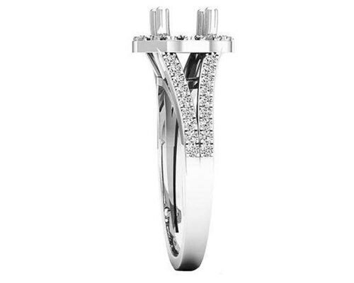 0.9ct Oval Semi Mount Jewelry Ring18K White Gold Material Prong setting Type