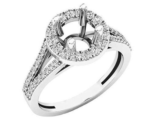 0.9ct Oval Semi Mount Jewelry Ring18K White Gold Material Prong setting Type