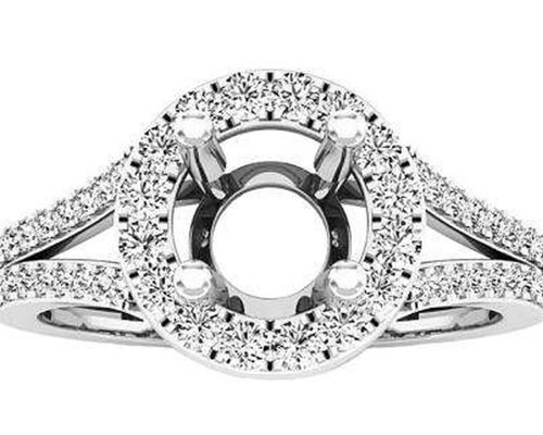 0.9ct Oval Semi Mount Jewelry Ring18K White Gold Material Prong setting Type