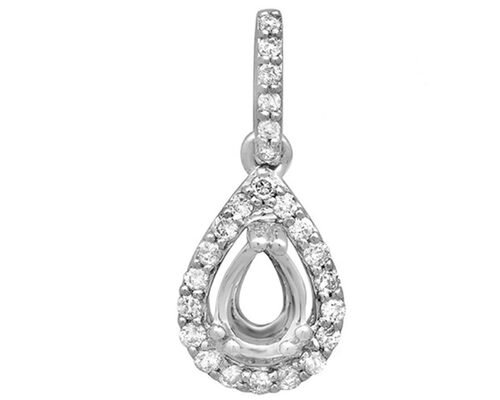 Pear Cut White Diamond Pendant Semi Mount 5x7mm 3.0g Weight