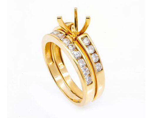 Semi Mount 14k Yellow Gold Engagement Rings 5.23g With 1.8mm Natural Diamond