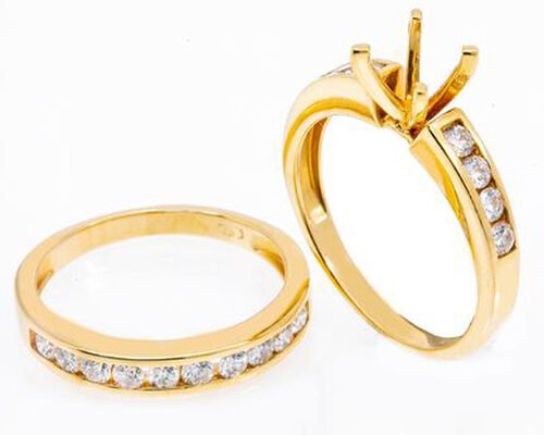 Semi Mount 14k Yellow Gold Engagement Rings 5.23g With 1.8mm Natural Diamond