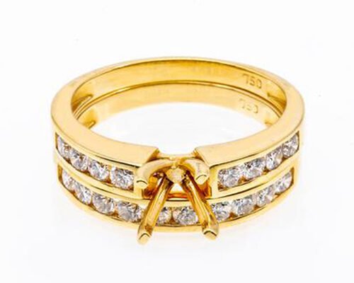 Semi Mount 14k Yellow Gold Engagement Rings 5.23g With 1.8mm Natural Diamond
