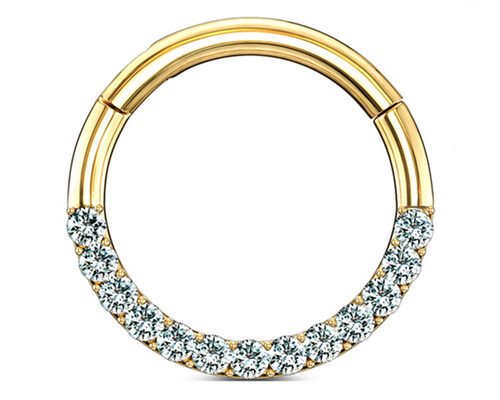 Segment Helix 14K Gold Clicker Piercing 8MM Dimension For Nose Nostrill