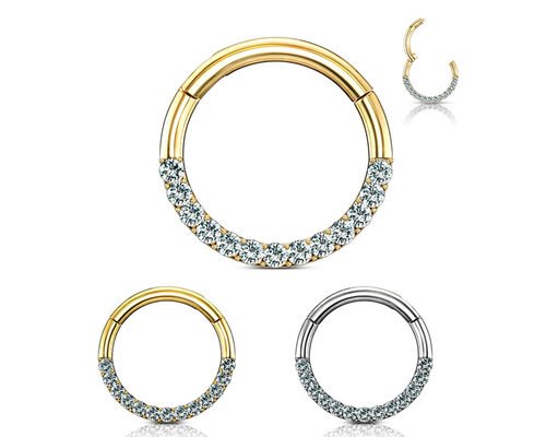 Segment Helix 14K Gold Clicker Piercing 8MM Dimension For Nose Nostrill
