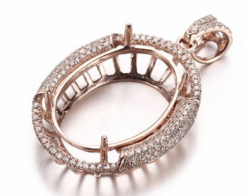 Oval Shape Semi Mount Jewelry Pendant 10×14mm 2.7g Weight Prong Setting Type