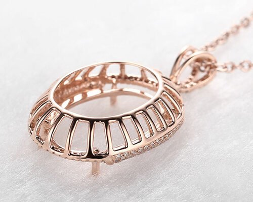 Oval Shape Semi Mount Jewelry Pendant 10×14mm 2.7g Weight Prong Setting Type