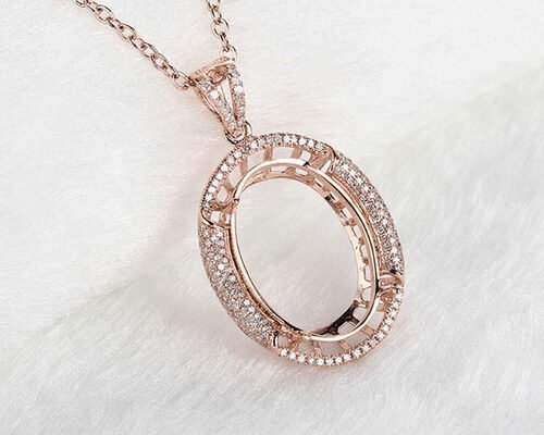 Oval Shape Semi Mount Jewelry Pendant 10×14mm 2.7g Weight Prong Setting Type
