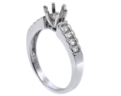 0.2ct 8pcs Semi Mount Diamond Ring 14K White Gold Material ODM for Gift