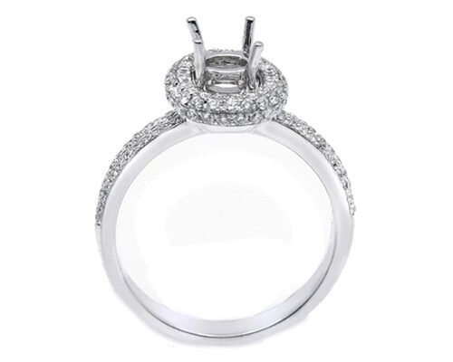 18k White Gold Semi Mount Jewelry ring With 1-1.1mm 0.45ct Natural Diamonds