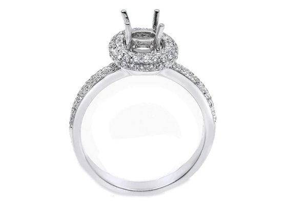 18k White Gold Semi Mount Jewelry ring With 1-1.1mm 0.45ct Natural Diamonds