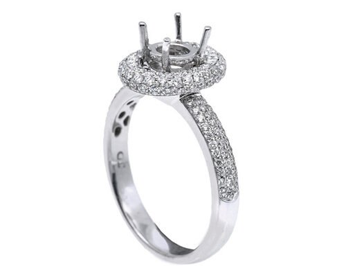 18k White Gold Semi Mount Jewelry ring With 1-1.1mm 0.45ct Natural Diamonds