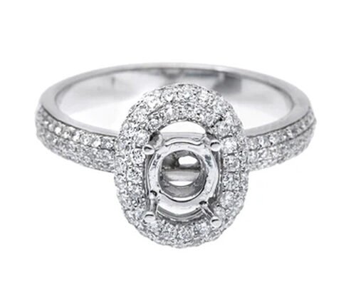 18k White Gold Semi Mount Jewelry ring With 1-1.1mm 0.45ct Natural Diamonds