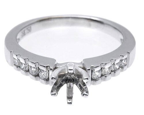 0.2ct 8pcs Semi Mount Diamond Ring 14K White Gold Material ODM for Gift