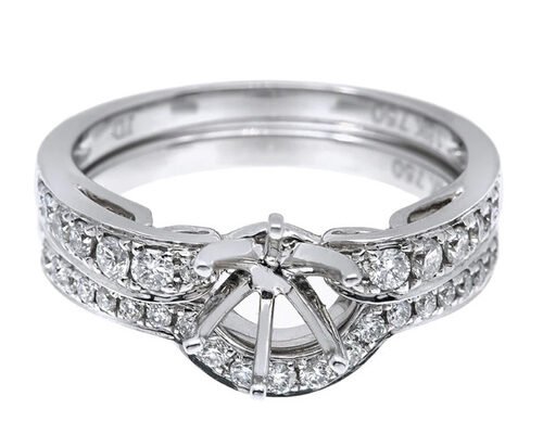 OEM Semi Mount Ring Settings , 0.18ct 1.5mm Natural Diamond Ring