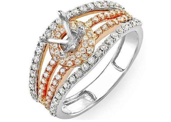 Two Tone 0.80ct Semi Mount Jewelry Ring 14K Gold Material ODM For Engagement