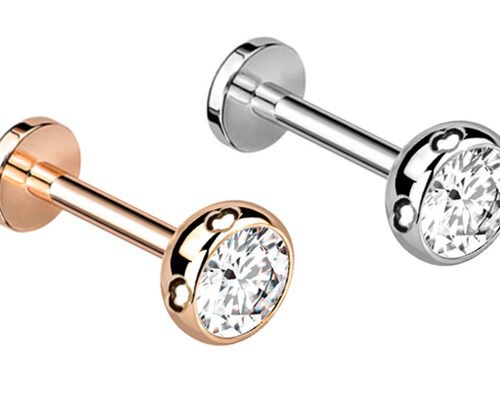 Sterile Gold Body Piercing Jewelry Earrings Screw Style Dia 3×3mm