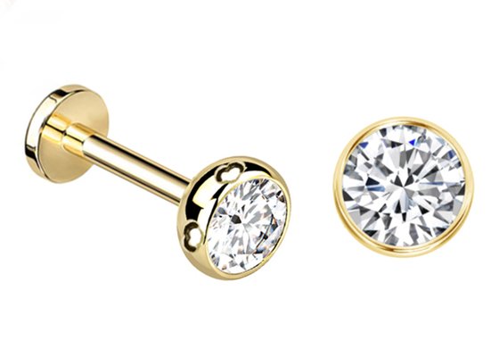 Sterile Gold Body Piercing Jewelry Earrings Screw Style Dia 3×3mm