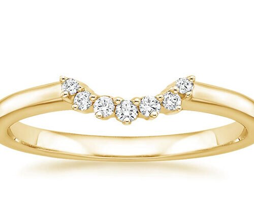 0.15ct 14k Yellow Gold Stackable Rings , Diamond Stacking Rings 2mm 1.5mm Stone Size