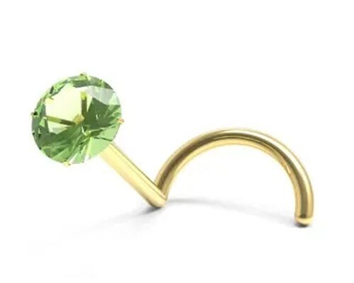 Screw 18K Gold Nose Piercing With  1.5mm-3mm Natural Garnet Stone