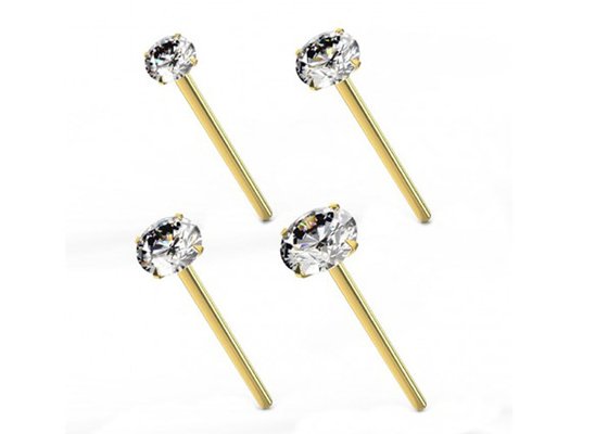 Thickness 0.6mm 18K Gold Nose Piercing with 1.25-3.0mm Diamonds