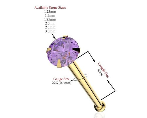 1.25-3.0mm 18K Gold Nose Piercing OEM ODM With Natural Stone