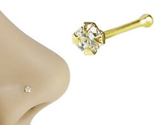 1.25-3.0mm 18K Gold Nose Piercing OEM ODM With Natural Stone