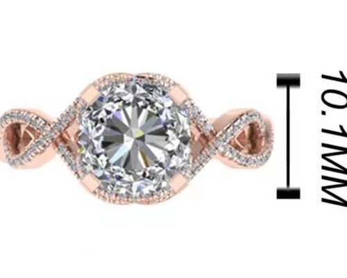 ODM 18K Rose Gold Ring 9mm Brilliant Round Cut For Wedding Gift