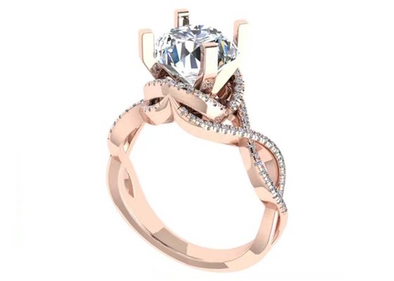 ODM 18K Rose Gold Ring 9mm Brilliant Round Cut For Wedding Gift