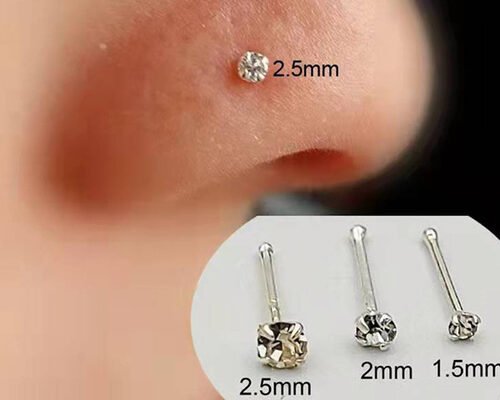 L Shaped 18k Gold Nose Ring , Nose Ring With Ball On End 1.5-2.0mm size
