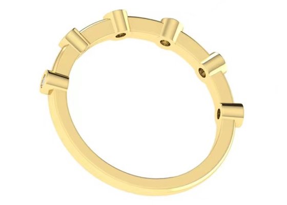 6pcs Diamonds 18k Rose Gold Ring 1.5mm Round Cut OEM for Engagement