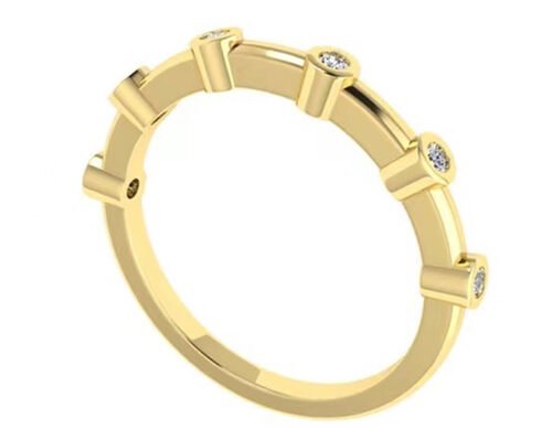 6pcs Diamonds 18k Rose Gold Ring 1.5mm Round Cut OEM for Engagement