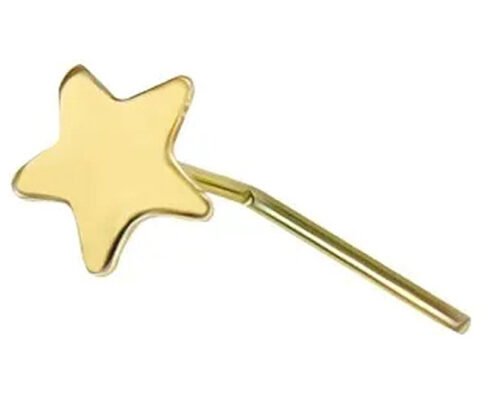 3mm Plain Star 18K Gold Nose Piercing L Shape 0.6mm Thickness